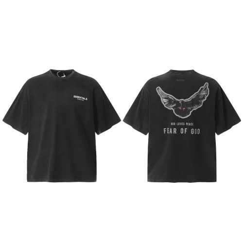 High Quality Fear of God FOG ESSENTIALS Washed Distressed Vintage Cotton Loose T-shirt ESTC-088