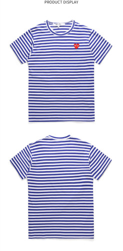 High Quality CDG&PLAY Cotton Striped Sailor Suit Style Loose T-shirt CDPL-007
