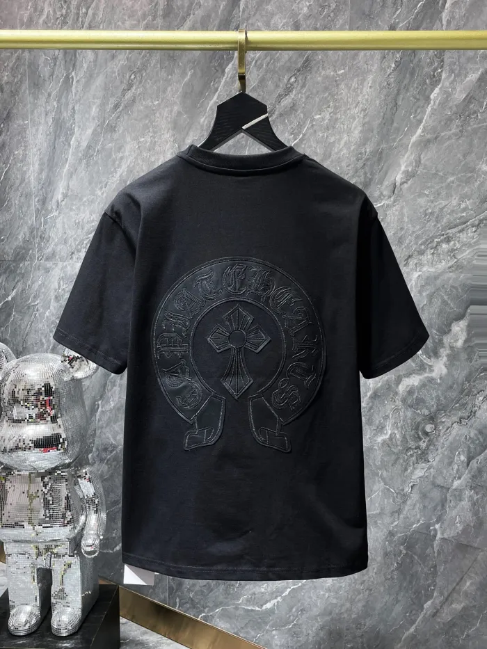 High Quality Chrome Heart 260g Cotton Patchwork Embroidery Craft T-shirt CHSM-085