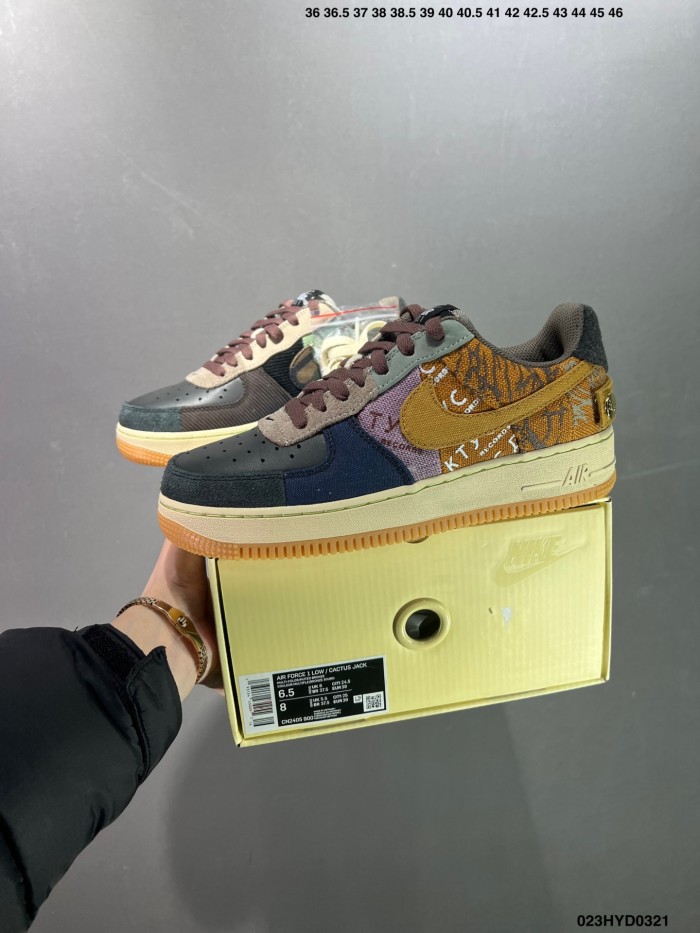 High Quality Nike Air Force 1 CACTUSJACK by TRAVIS SCOTT Sneaker with Box NNKS-062