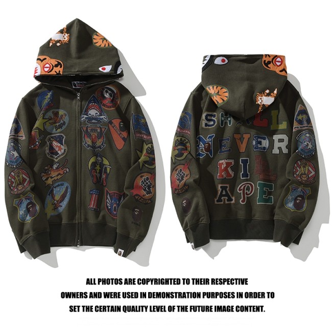 High Quality Bape Cotton Zipper Hoodie Jacket WTBP-053