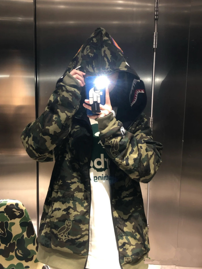 High Quality Bape Cotton Reversible Wear Zipper Hoodie Jacket WTBP-096