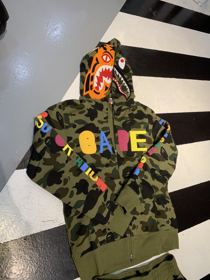 High Quality Bape Cotton Zipper Hoodie Jacket WTBP-130