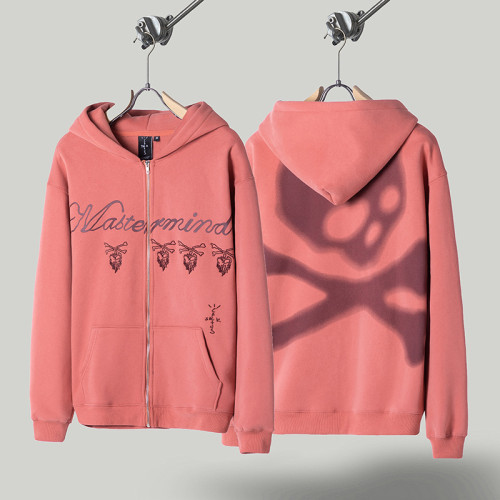 High Quality Travis Scott Cactus Jack x mastermind JAPAN 450g Cotton Skull Zip Up Mauve Hoodie WTTS-006