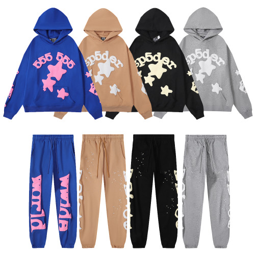 High Quality Young Thug Sp5der 55555 Cotton Hoodie and Trouser Set WTSD-019