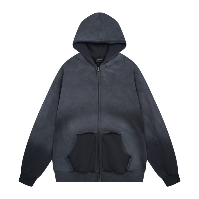 High Quality Balenciaga 420g Cotton Loose Hoodie Zipper Jacket WTBC-076