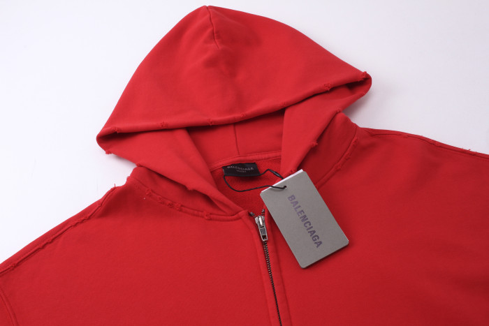 High Quality Balenciaga 420g Cotton Loose Hoodie Zipper Jacket WTBC-076