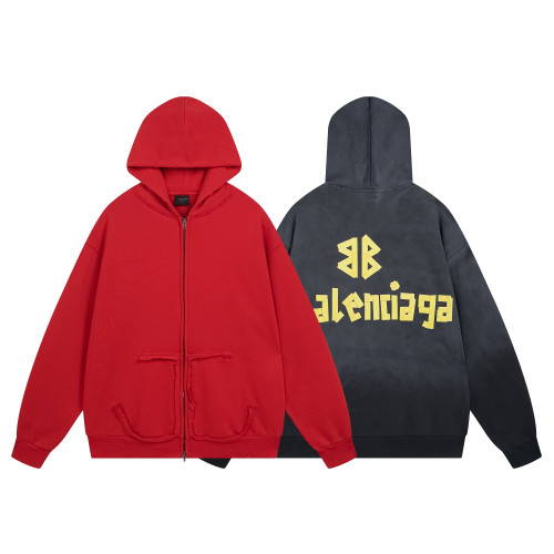 High Quality Balenciaga 420g Cotton Loose Hoodie Zipper Jacket WTBC-076