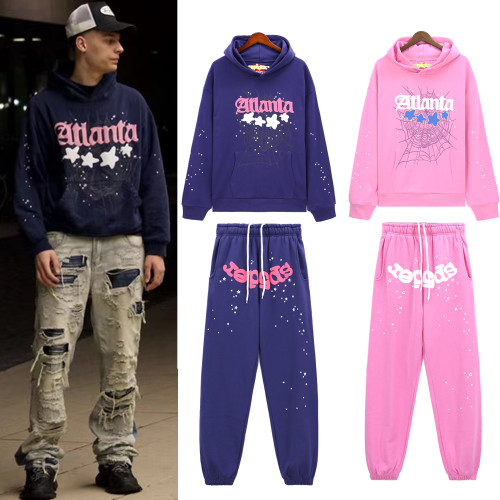 High Quality Young Thug Sp5der 55555 Cotton Hoodie + Trouser Set WTSD-044