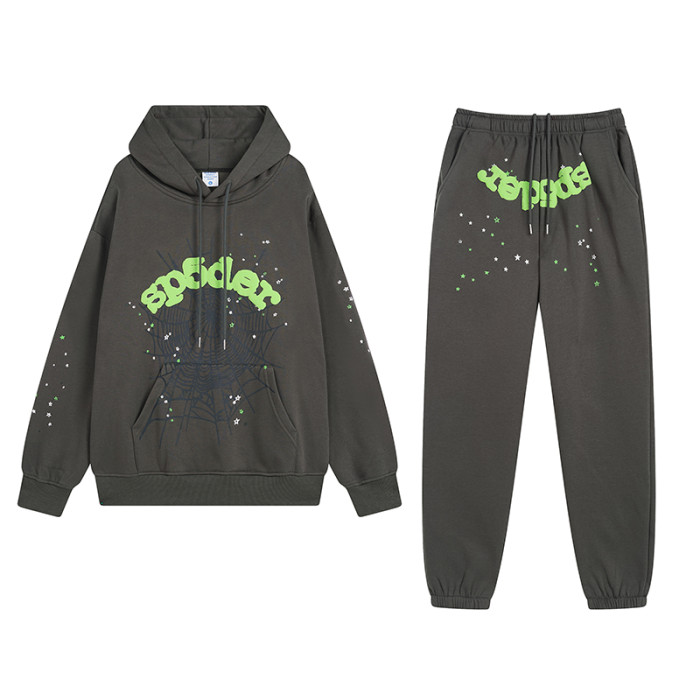 High Quality Young Thug Sp5der 55555 Cotton Hoodie + Trouser Set WTSD-039