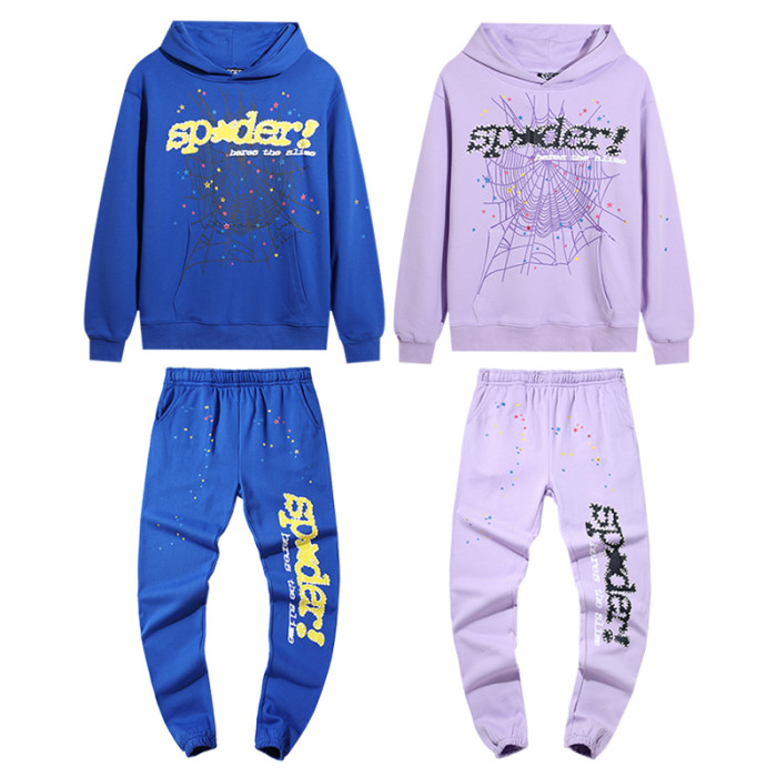 High Quality Young Thug Sp5der 55555 Cotton Hoodie + Trouser Set WTSD-037