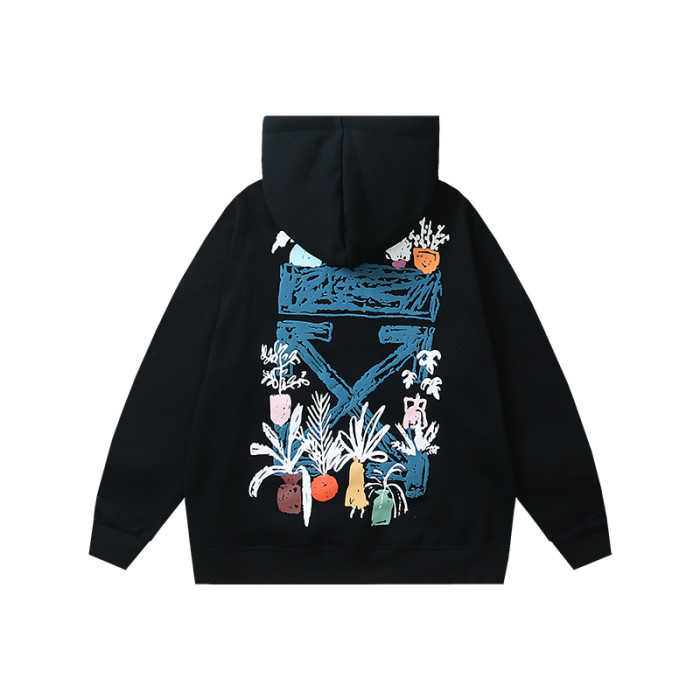 High Quality Off-white Cotton Add Fleece Hoodie WTOW-034