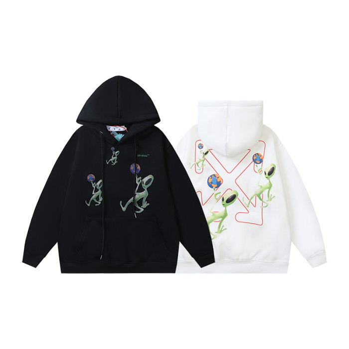 High Quality Off-white Cotton Add Fleece Hoodie WTOW-039