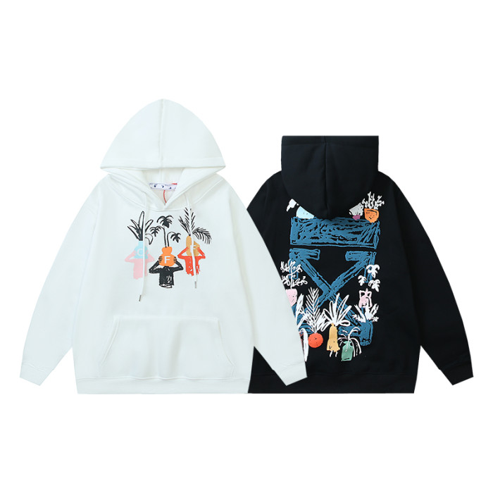 High Quality Off-white Cotton Add Fleece Hoodie WTOW-034