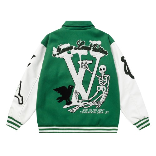 High Quality Louis Vuitton 700G Fluffy + Leather Baseball Jacket WTLV-140