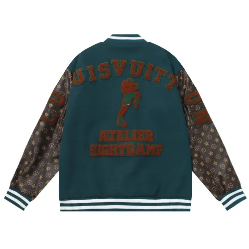 High Quality Louis Vuitton 700G Fluffy + Leather Baseball Jacket WTLV-184