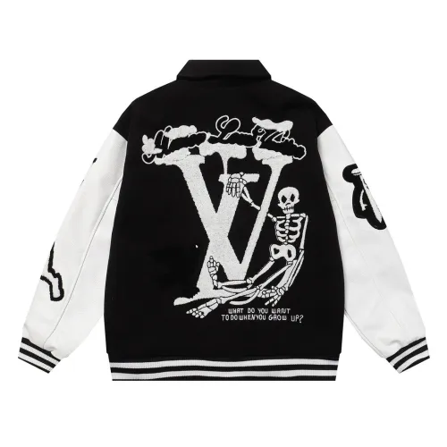 High Quality Louis Vuitton 700G Fluffy + Leather Baseball Jacket WTLV-186