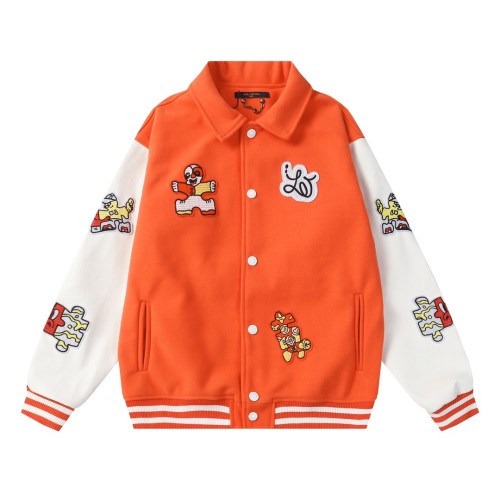 High Quality Louis Vuitton 700G Fluffy + Leather Baseball Jacket WTLV-183