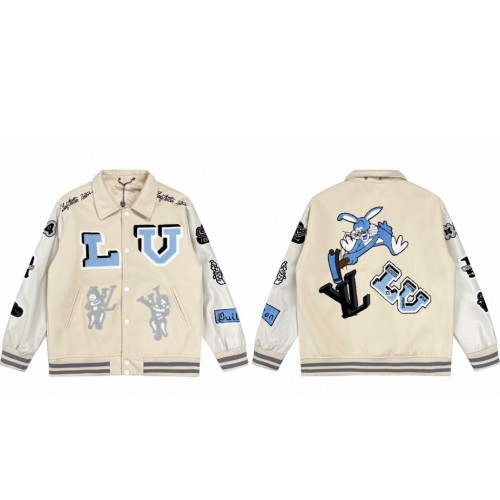 High Quality Louis Vuitton 700G Fluffy + Leather Baseball Jacket WTLV-214