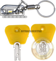 2X Ignition Keys with Key Chain Fit for Yale Clark Hyster Forklift Ignition Switch 2368655 2782017 7004147