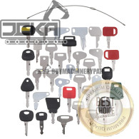 35 Ignition Key Set Equipment with Ring for Bobcat Case CAT John Deere JD Komatsu JCB Cat Ferguson New Holland Mitsubishi and More