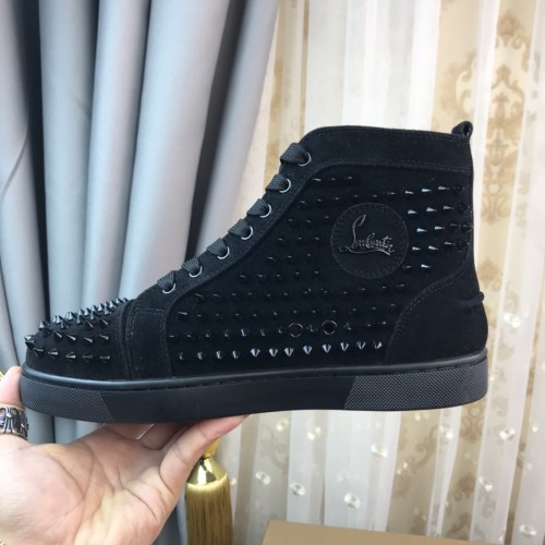 Christian Louboutin Louis Junior High-top sneakers - Veau velours and spikes - Black