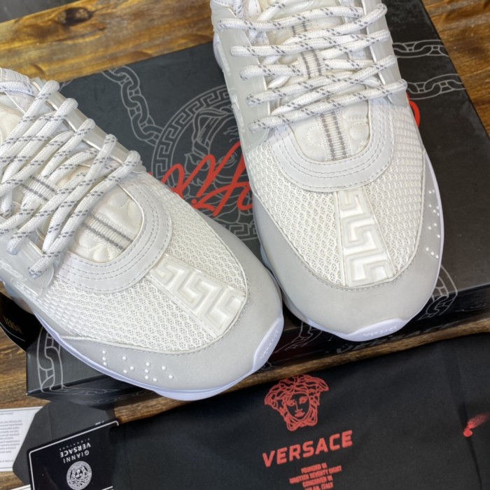 Versace Chain Reaction White Mesh Rubber Suede