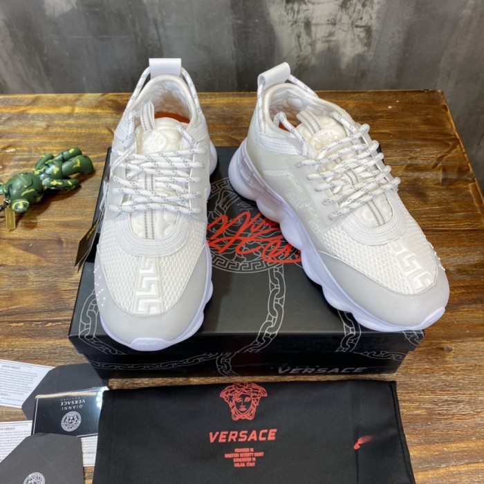 Versace Chain Reaction White Mesh Rubber Suede