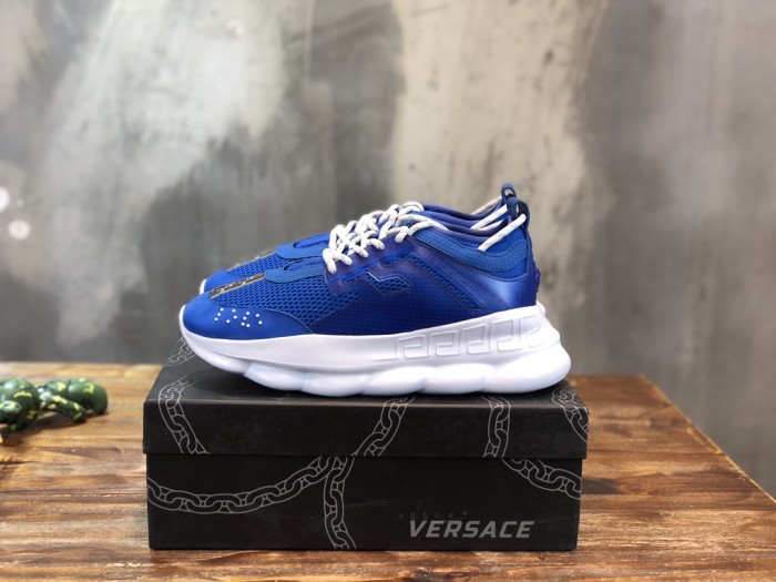 Versace Chain Reaction Blue Mesh Rubber Suede