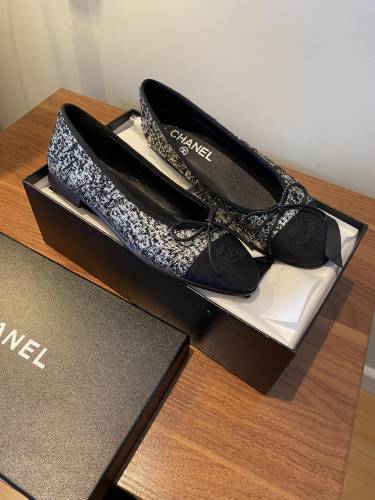 Chanel Ballerinas Fabric & Grosgrain 35