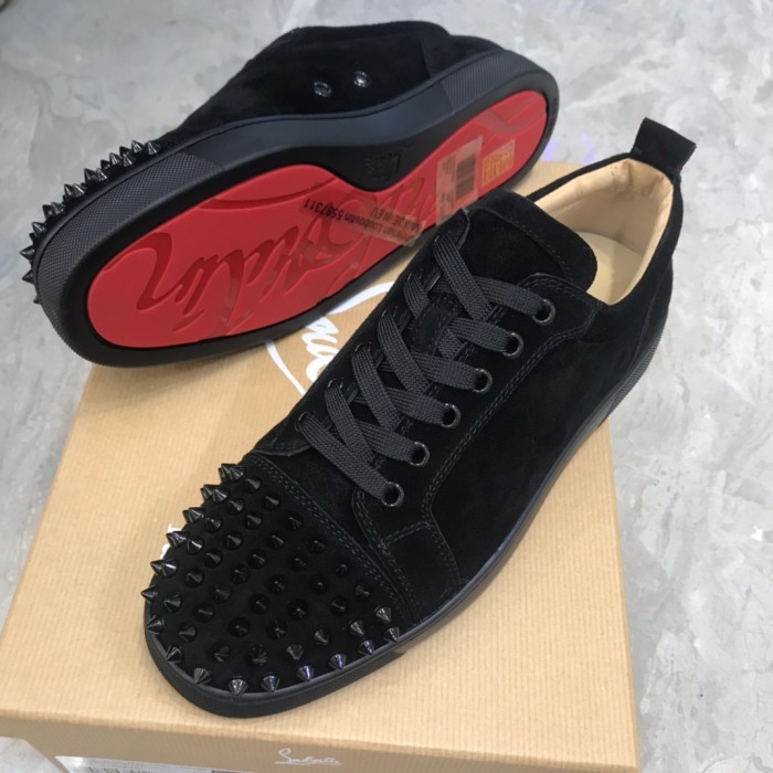 Christian Louboutin Louis Junior Spikes Sneakers - Veau velours - Black