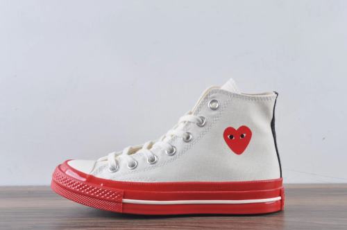 Converse Chuck Taylor All-Star 70 Hi Comme des Garcons PLAY Egret Red Midsole