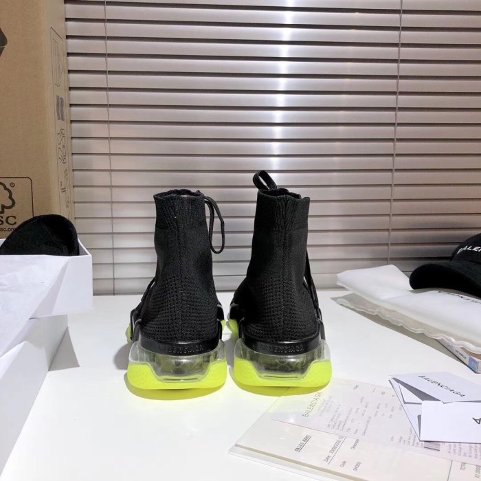 Balenciaga Speed Lace Up Clear Sole Yellow Fluo