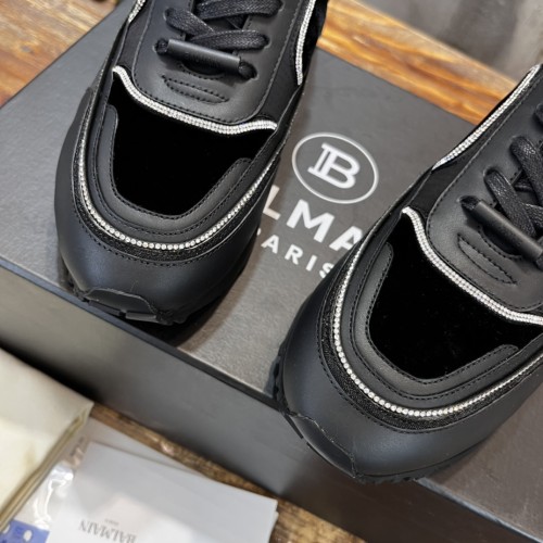 Balmain Velvet nylon and mesh low-top Racer sneaker 23