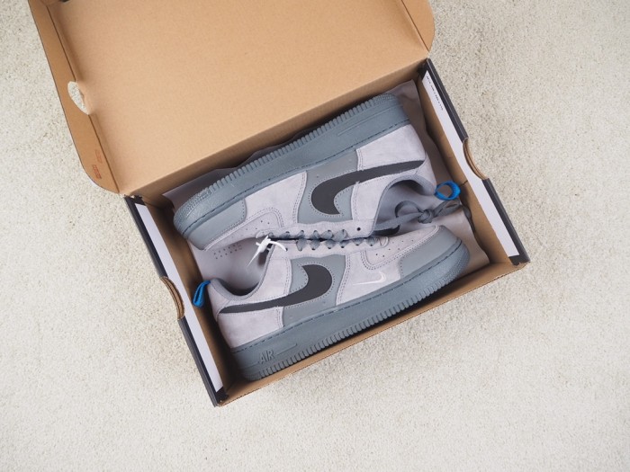 Nike Air Force 1 Low Cut Out Swoosh Grey