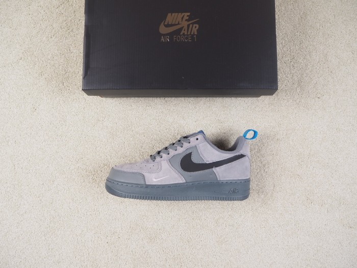 Nike Air Force 1 Low Cut Out Swoosh Grey
