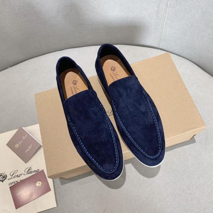 Loro Piana Summer Walk Loafers Suede Navy blue