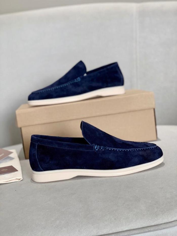 Loro Piana Summer Walk Loafers Suede Navy blue