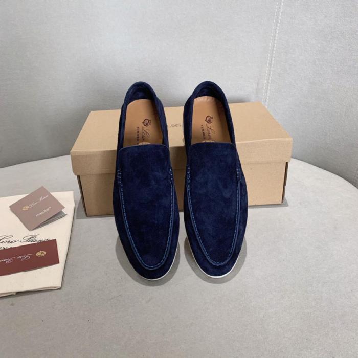 Loro Piana Summer Walk Loafers Suede Navy blue