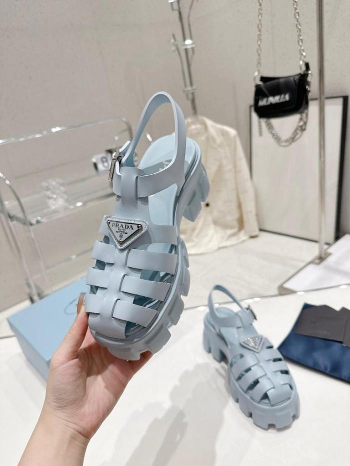 Prada Monolith Foam Rubber 55mm Sandals Light Blue