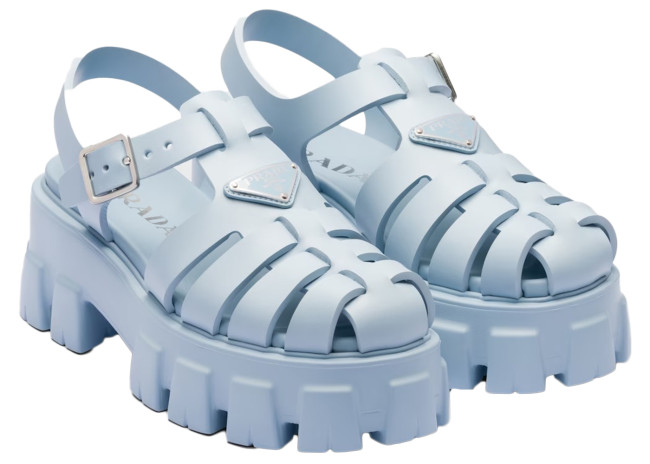 Prada Monolith Foam Rubber 55mm Sandals Light Blue