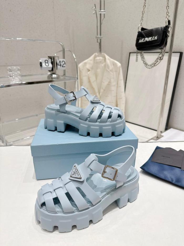 Prada Monolith Foam Rubber 55mm Sandals Light Blue