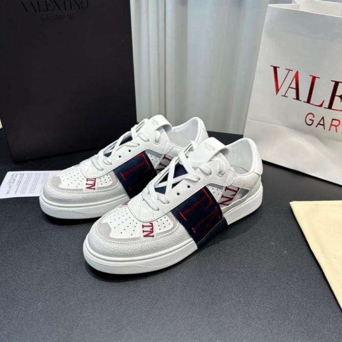 Valentino Garavani VL7N Low-Top Calfskin WHITE MARINE CERISE