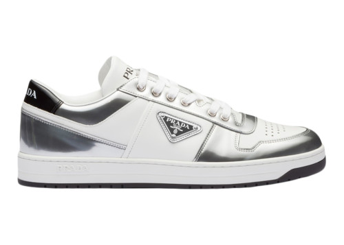 Prada Downtown Low Top Sneakers Leather White Silver