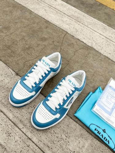 Prada Downtown Low Top Sneakers Leather White Light Blue