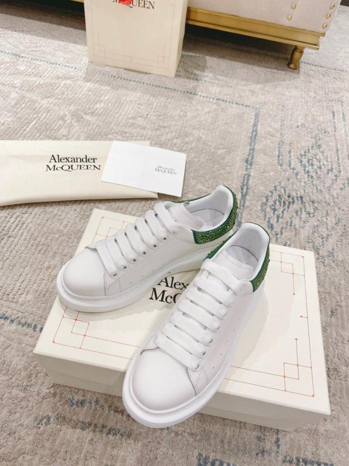 Alexander McQueen Crystal-embellished Oversized Sneaker in White/acid Green