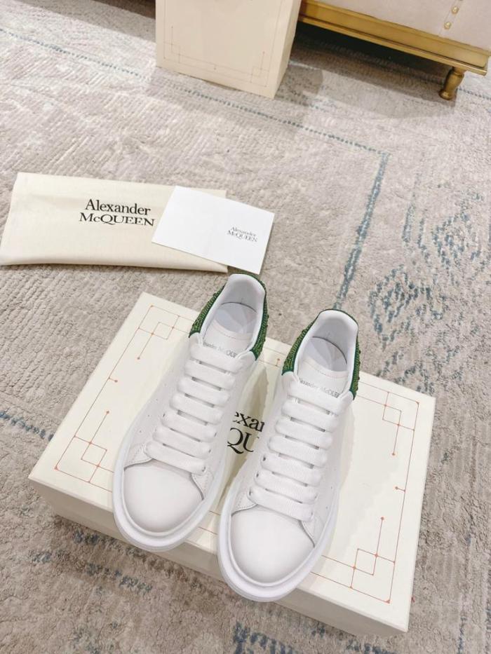 Alexander McQueen Crystal-embellished Oversized Sneaker in White/acid Green