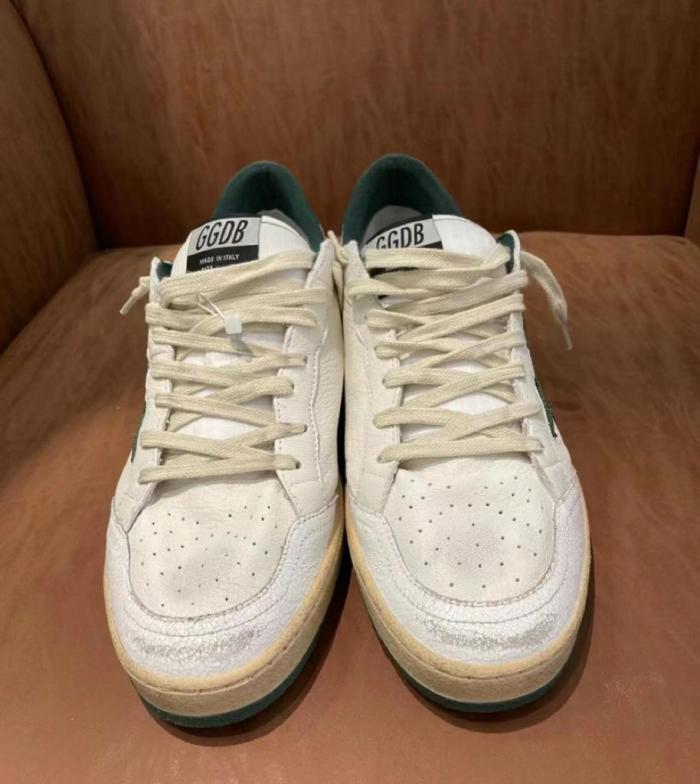Golden Goose Ball Star leather low side lace-up fashion board shoes white green