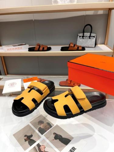 Hermes Chypre sandal Yellow suede