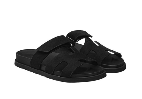 Hermes Chypre sandal black suede